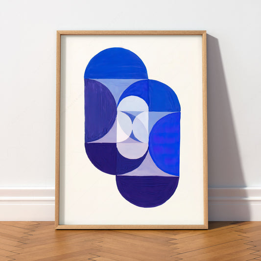 Joseph Schillinger Blue Geometric Forms Art Print — artwork preview 2