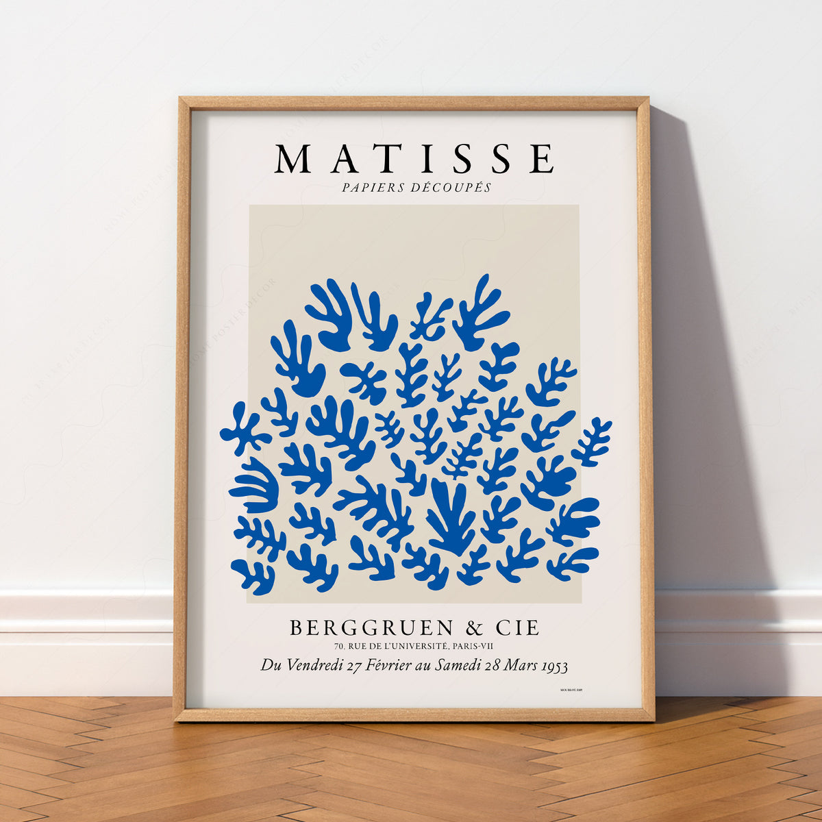 Henri Matisse Blue Cut-Out Leaf Pattern Art Print — artwork preview 2