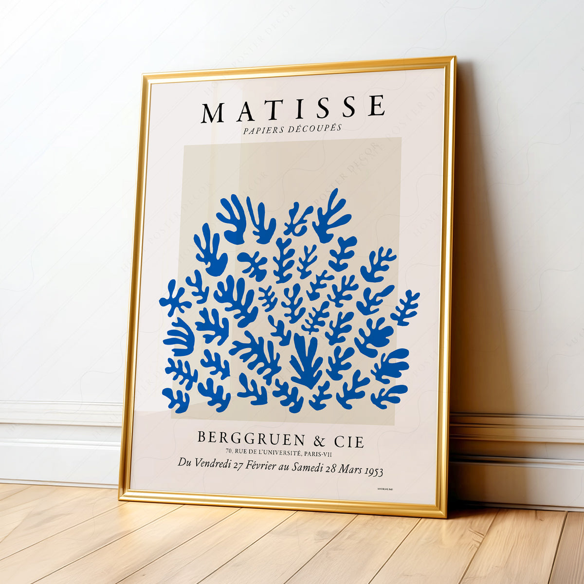Henri Matisse Blue Cut-Out Leaf Pattern Art Print — artwork preview 1