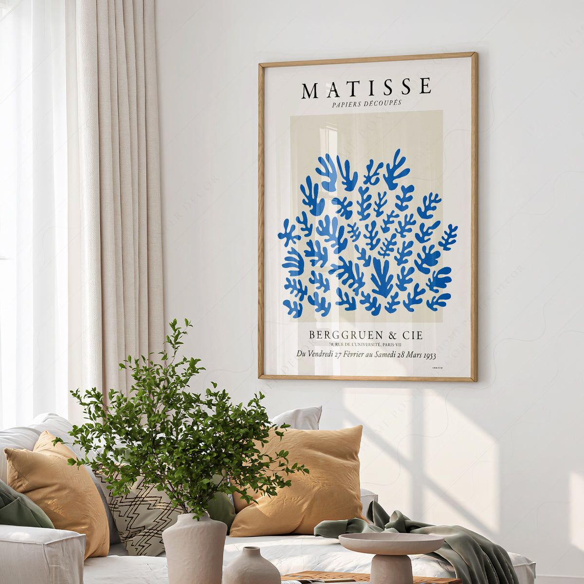 Henri Matisse Blue Cut-Out Leaf Pattern Art Print — artwork preview 6