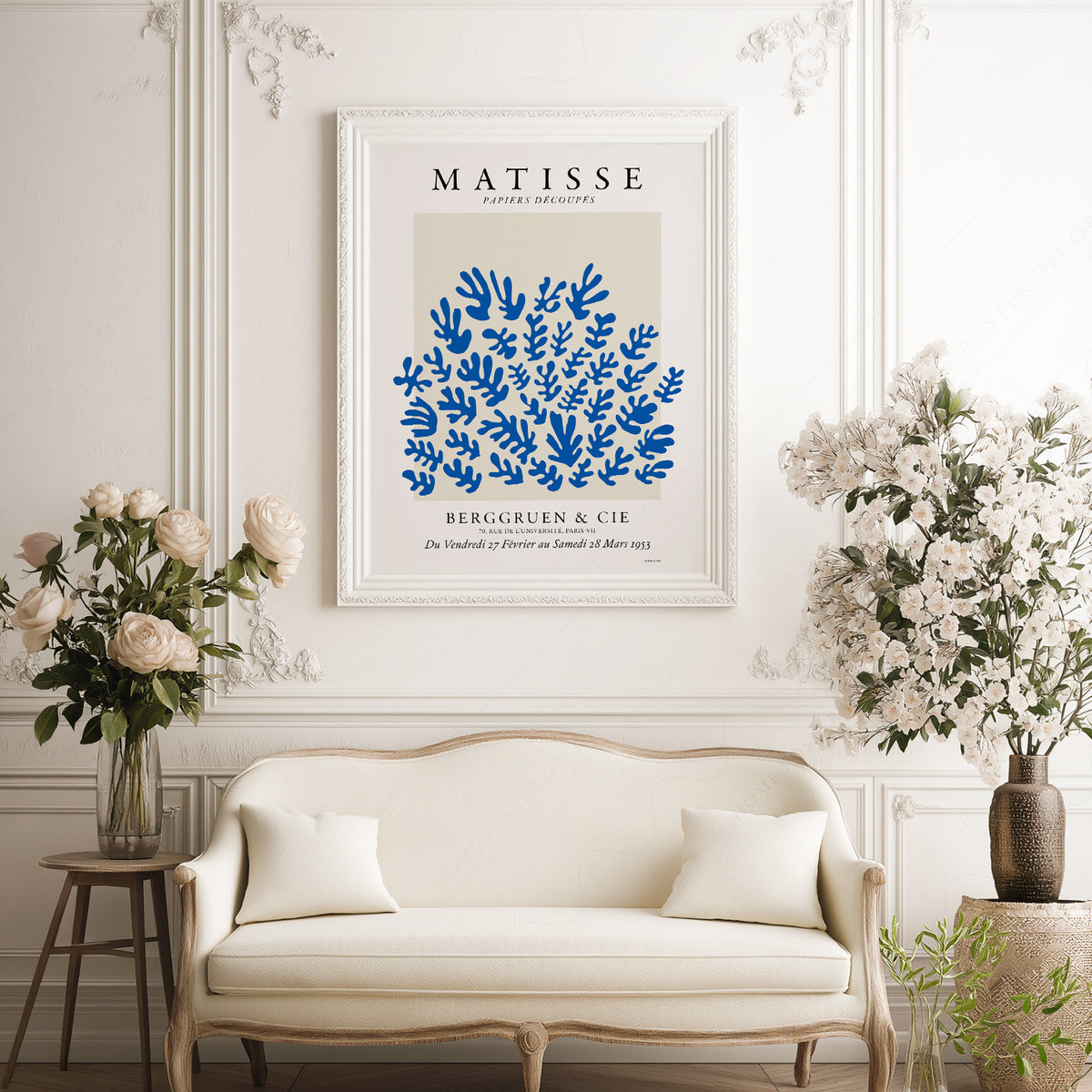 Henri Matisse Blue Cut-Out Leaf Pattern Art Print — artwork preview 17