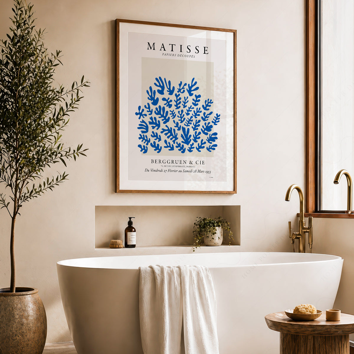 Henri Matisse Blue Cut-Out Leaf Pattern Art Print — artwork preview 22