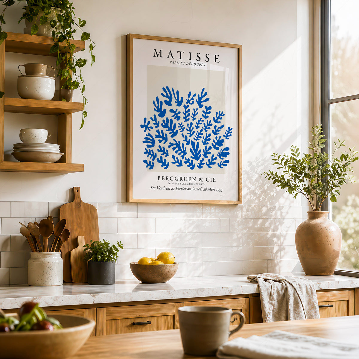Henri Matisse Blue Cut-Out Leaf Pattern Art Print — artwork preview 23