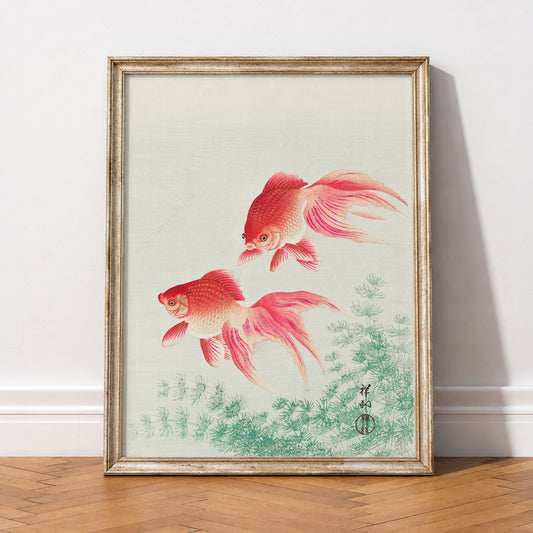 Ohara Koson Two Goldfish Art Print – Japanese Woodblock Wall Decor – 10-03 — artwork preview 2