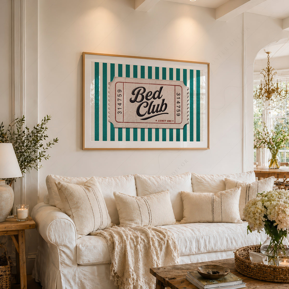 Bed Club Green Stripe Ticket Art Print — artwork preview 6