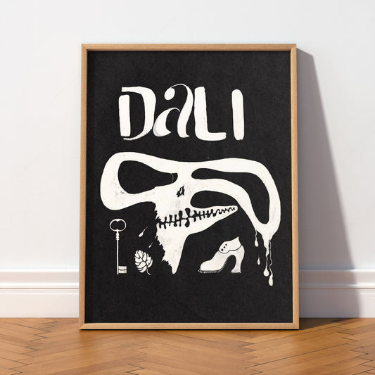 Salvador Dali Black and White Exhibition Poster Art Print — artwork preview 2