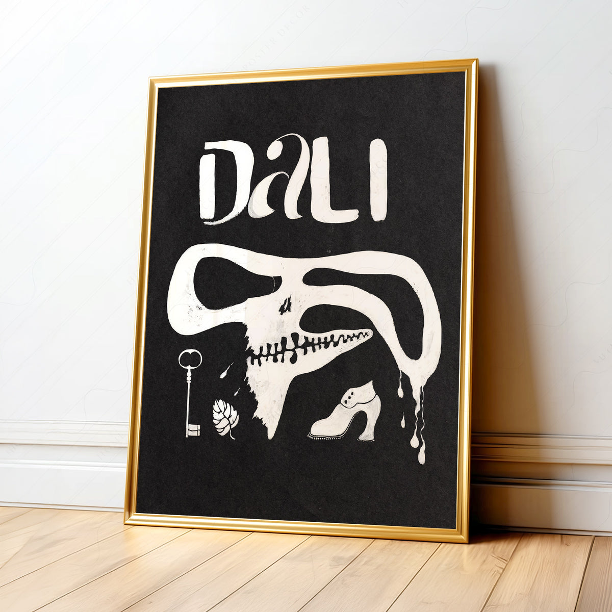 Salvador Dali Black and White Exhibition Poster Art Print — artwork preview 1