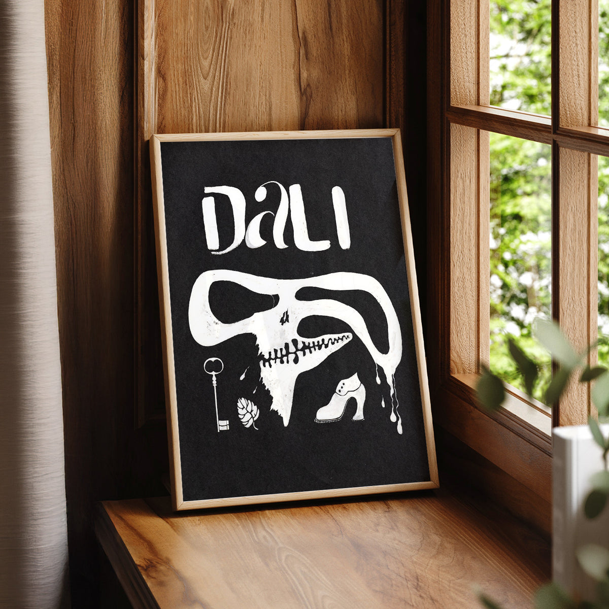 Salvador Dali Black and White Exhibition Poster Art Print — artwork preview 7