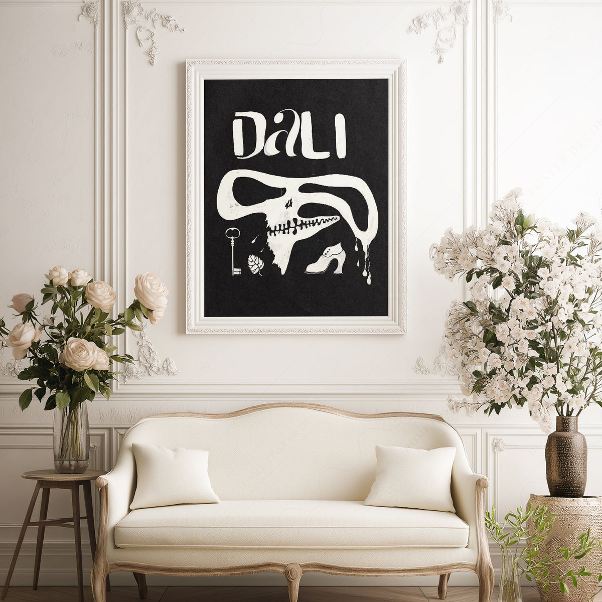 Salvador Dali Black and White Exhibition Poster Art Print — artwork preview 17