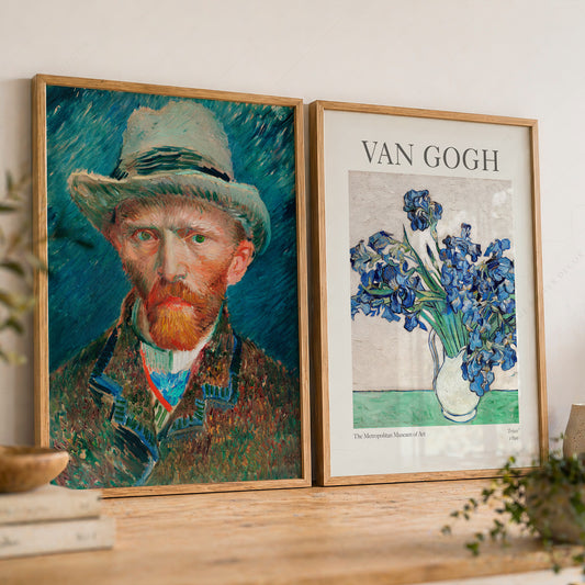 Van Gogh Art Print Set of 2 – Irises and Self-Portrait Wall Art Posters — artwork preview 8