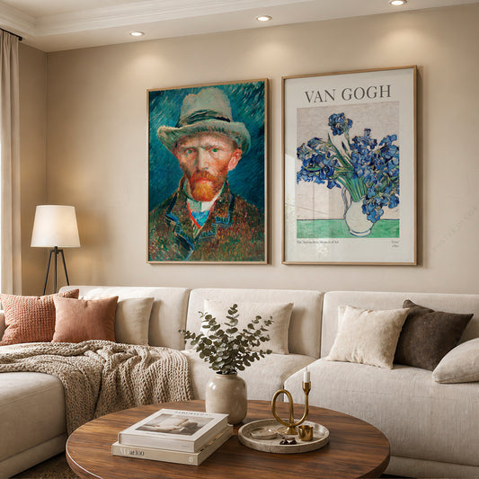 Van Gogh Art Print Set of 2 – Irises and Self-Portrait Wall Art Posters — artwork preview 12