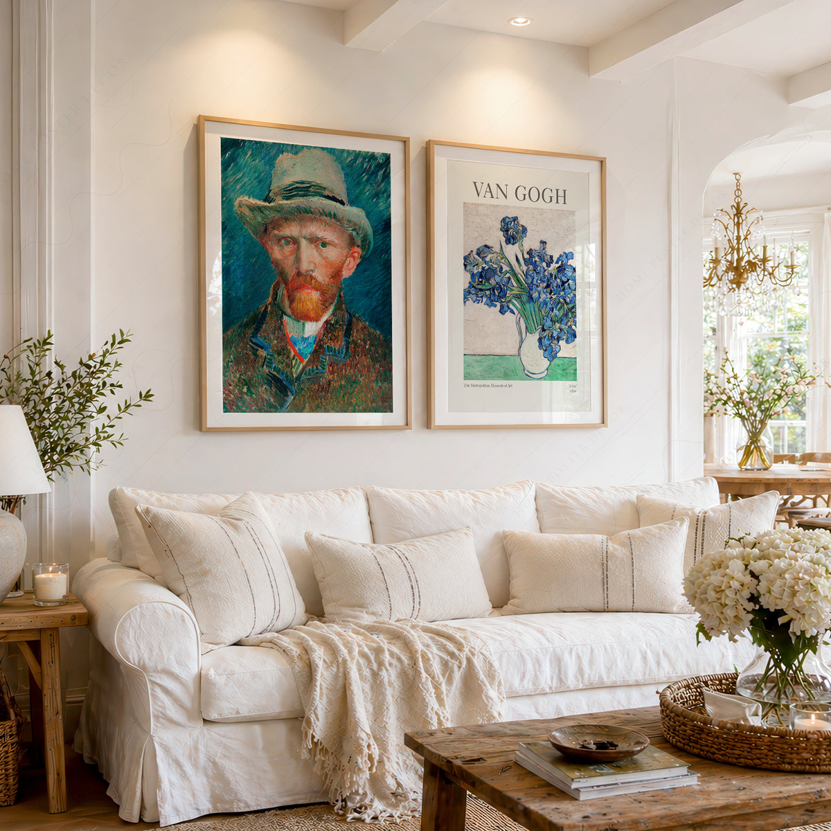 Van Gogh Art Print Set of 2 – Irises and Self-Portrait Wall Art Posters — artwork preview 1
