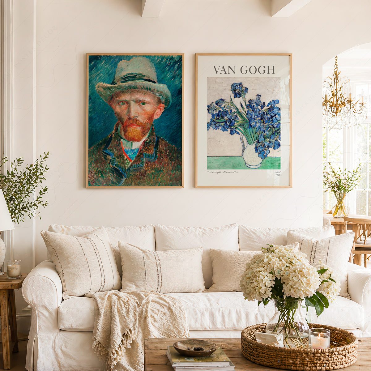 Van Gogh Art Print Set of 2 – Irises and Self-Portrait Wall Art Posters — artwork preview 2