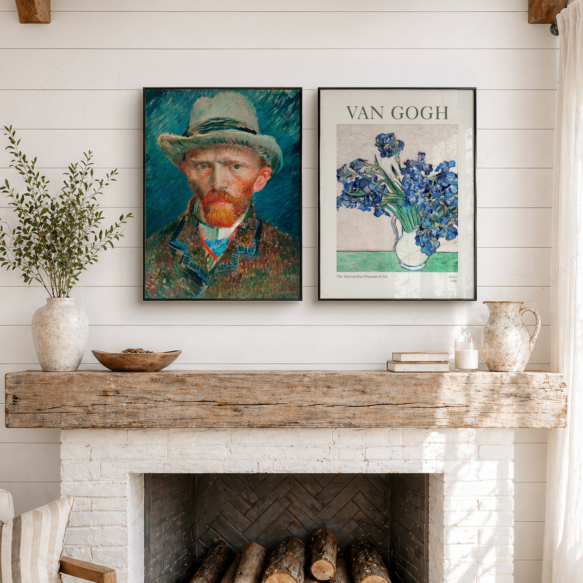 Van Gogh Art Print Set of 2 – Irises and Self-Portrait Wall Art Posters — artwork preview 6