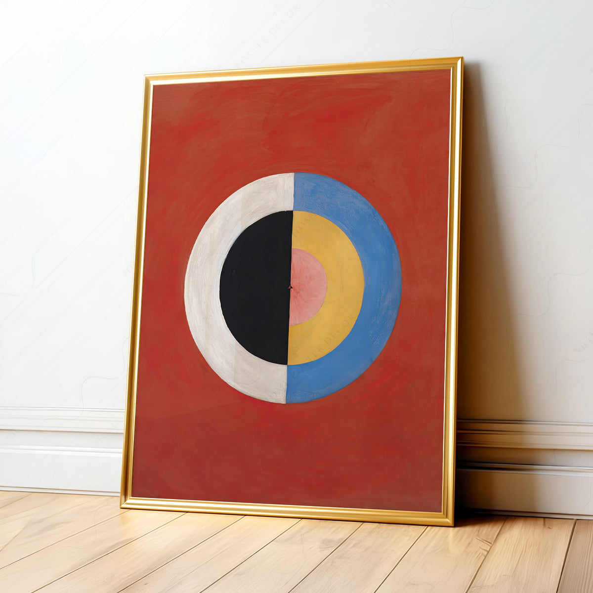 Hilma af Klint Colourful Circle on Red Art Print — artwork preview 1