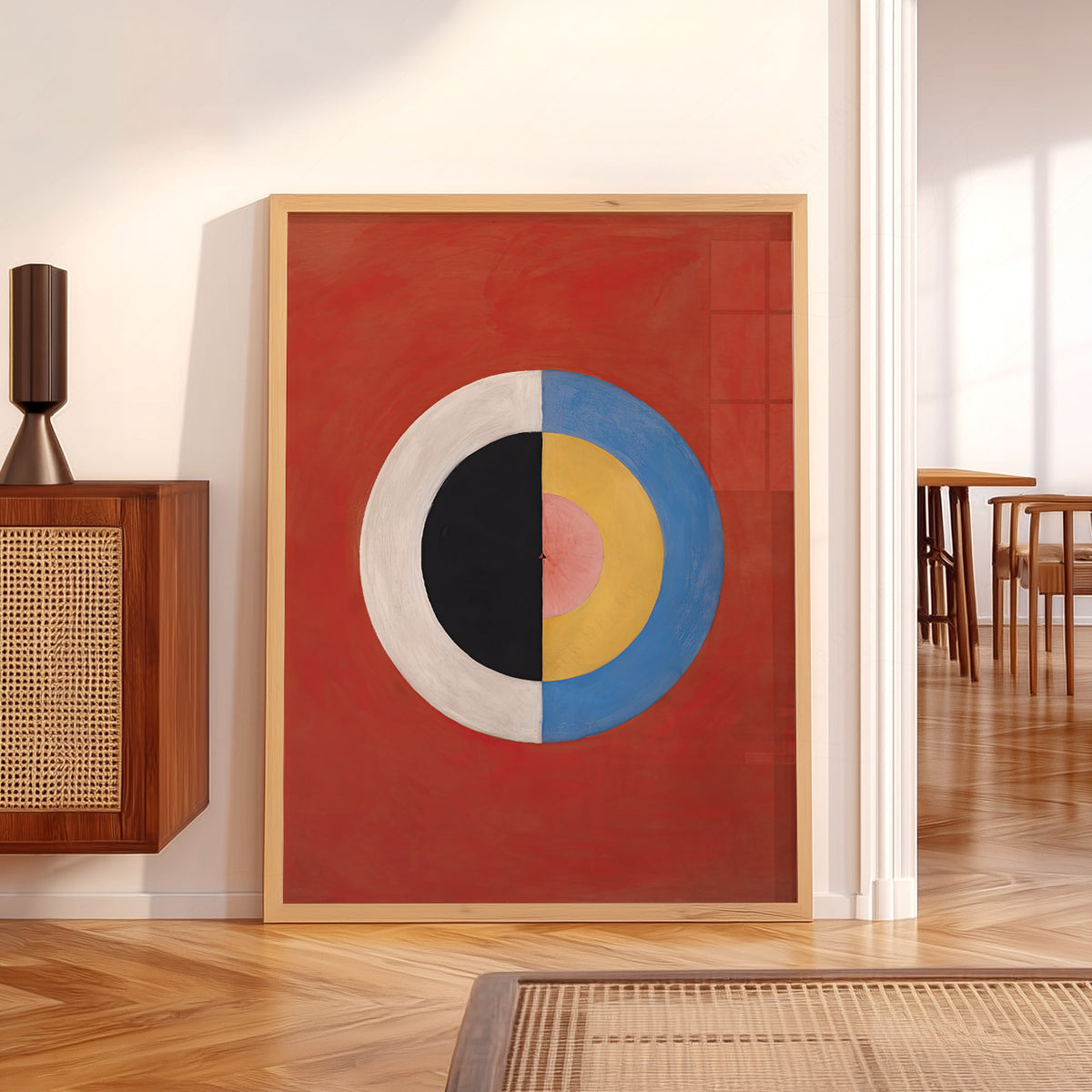 Hilma af Klint Colourful Circle on Red Art Print — artwork preview 5