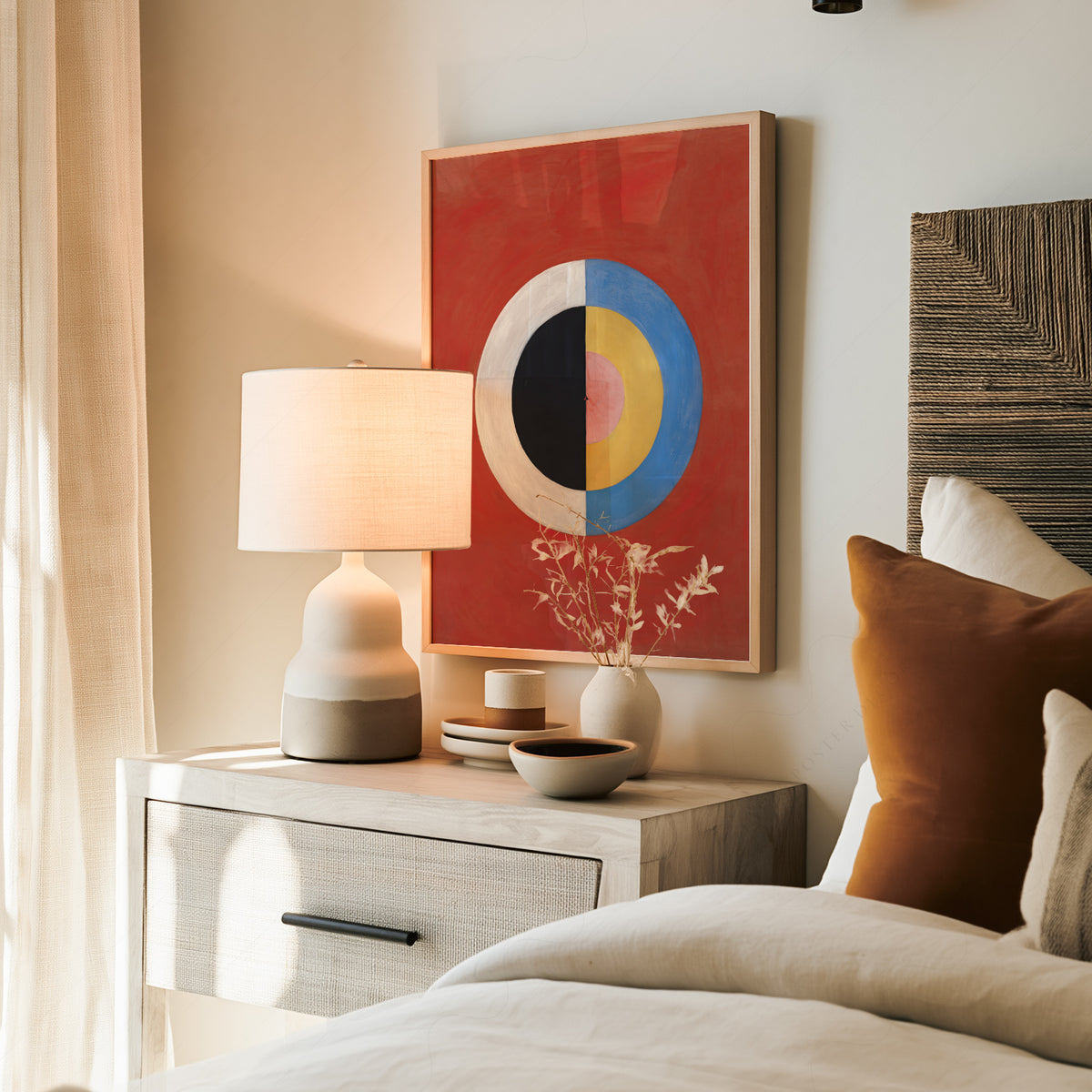 Hilma af Klint Colourful Circle on Red Art Print — artwork preview 19