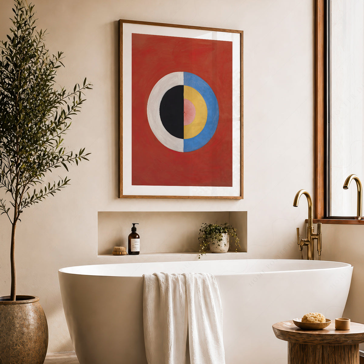 Hilma af Klint Colourful Circle on Red Art Print — artwork preview 22