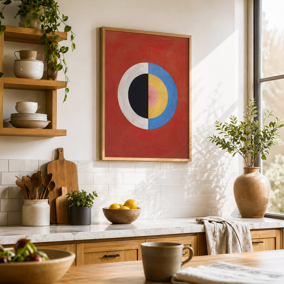 Hilma af Klint Colourful Circle on Red Art Print — artwork preview 23