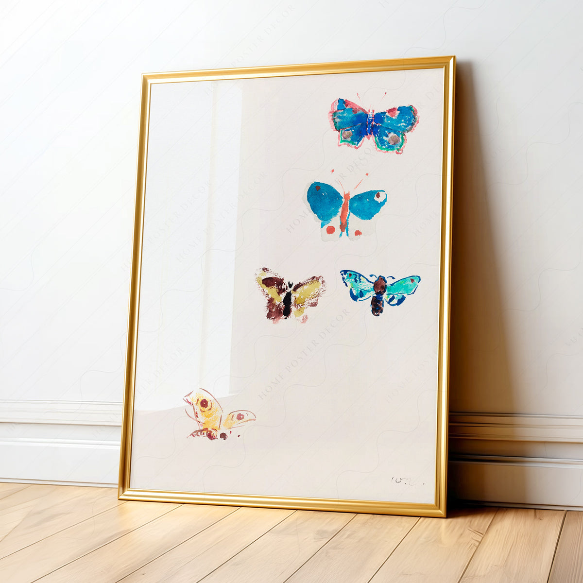 Odilon Redon Colourful Butterflies Art Print — artwork preview 1