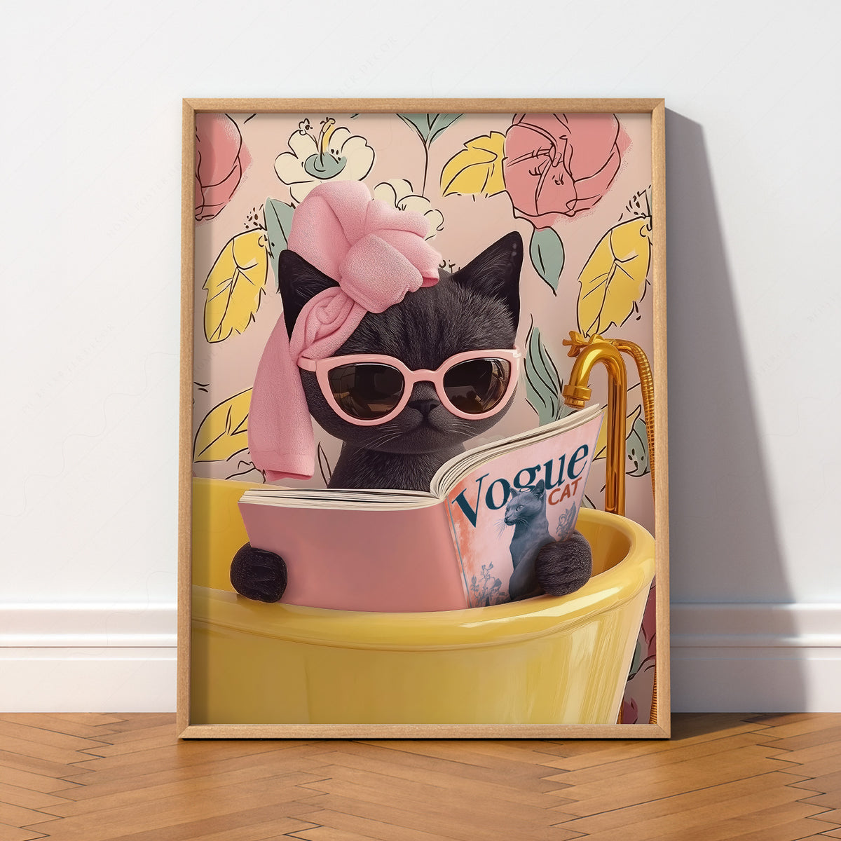 Funny Black Cat Bathroom Print – Cat Reading Magazine Wall Art Poster – 61-12 — artwork preview 2