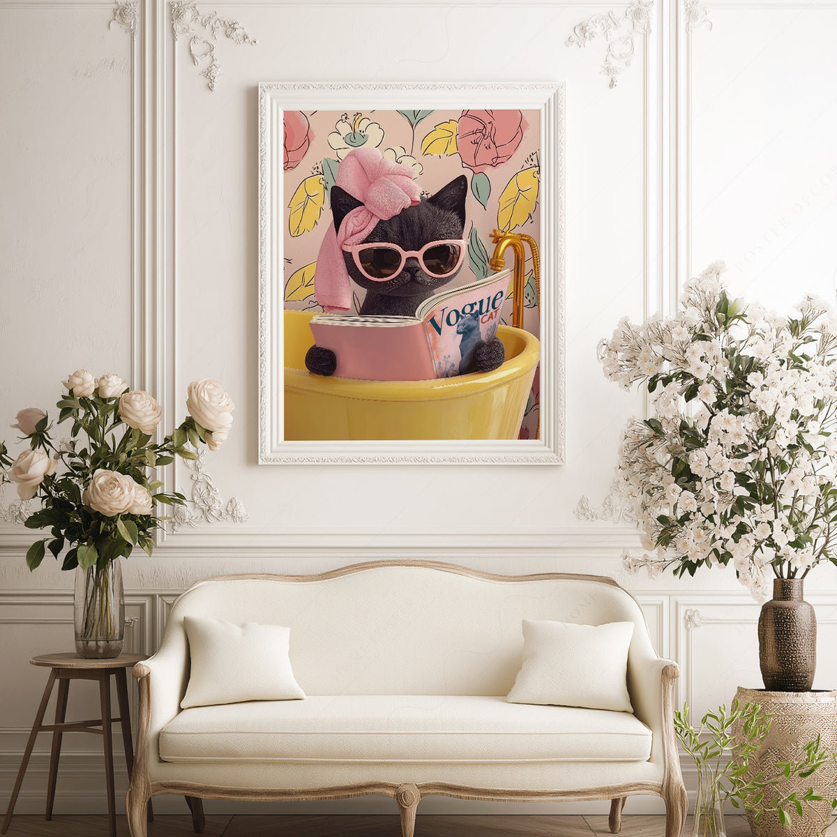 Funny Black Cat Bathroom Print – Cat Reading Magazine Wall Art Poster – 61-12 — artwork preview 17