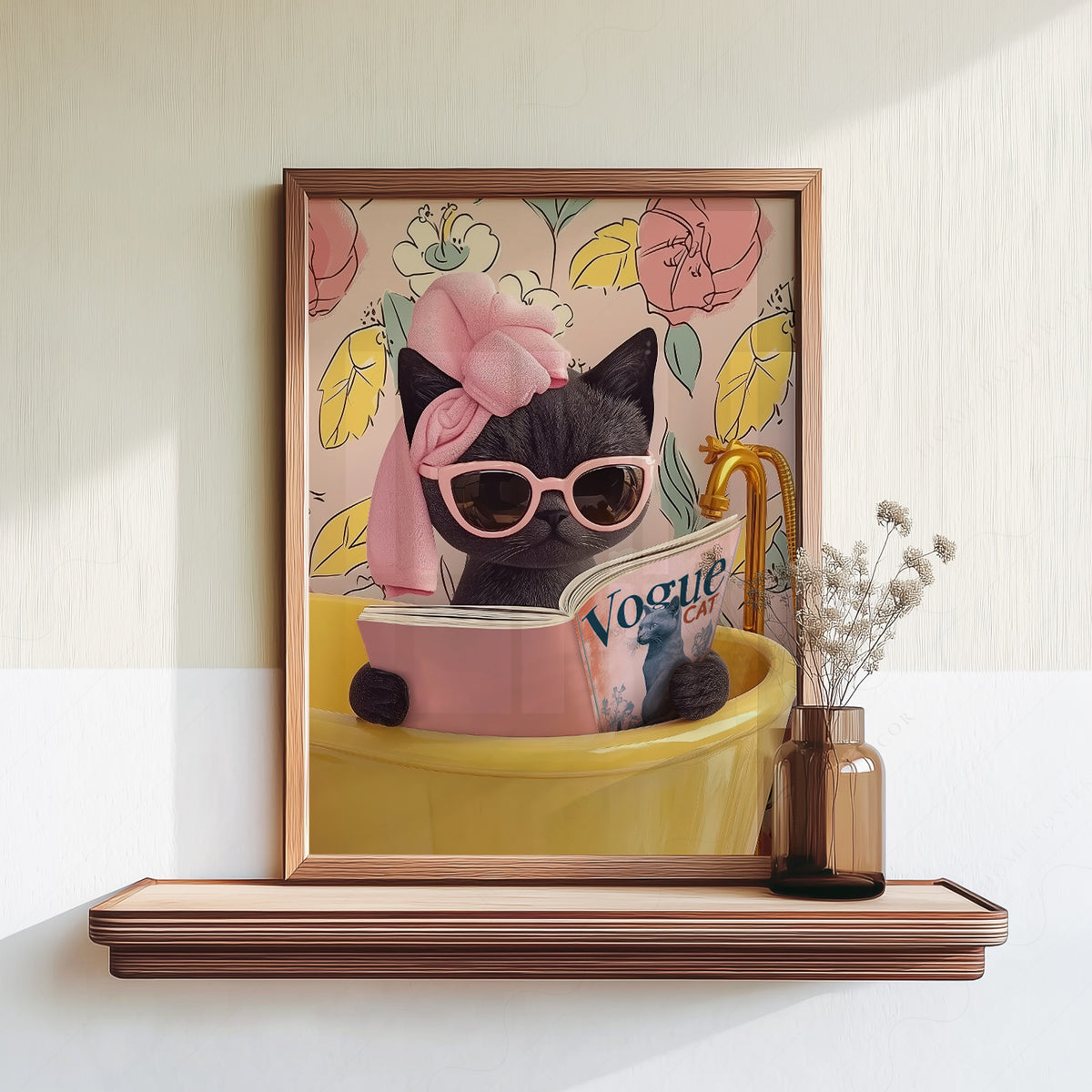 Funny Black Cat Bathroom Print – Cat Reading Magazine Wall Art Poster – 61-12 — artwork preview 18