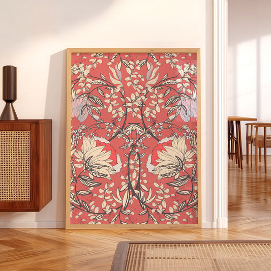 William Morris Red Floral Pattern Art Print – Botanical Wall Decor — artwork preview 5