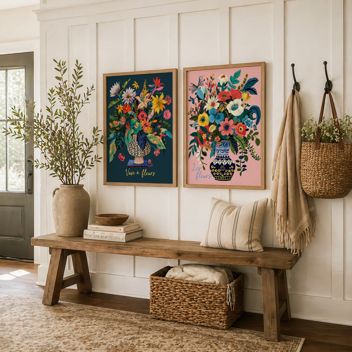 Colourful Flower Bouquet Pair – Set of 2 Art Prints — artwork preview 16
