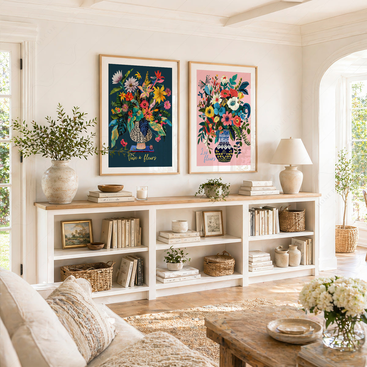 Colourful Flower Bouquet Pair – Set of 2 Art Prints — artwork preview 17