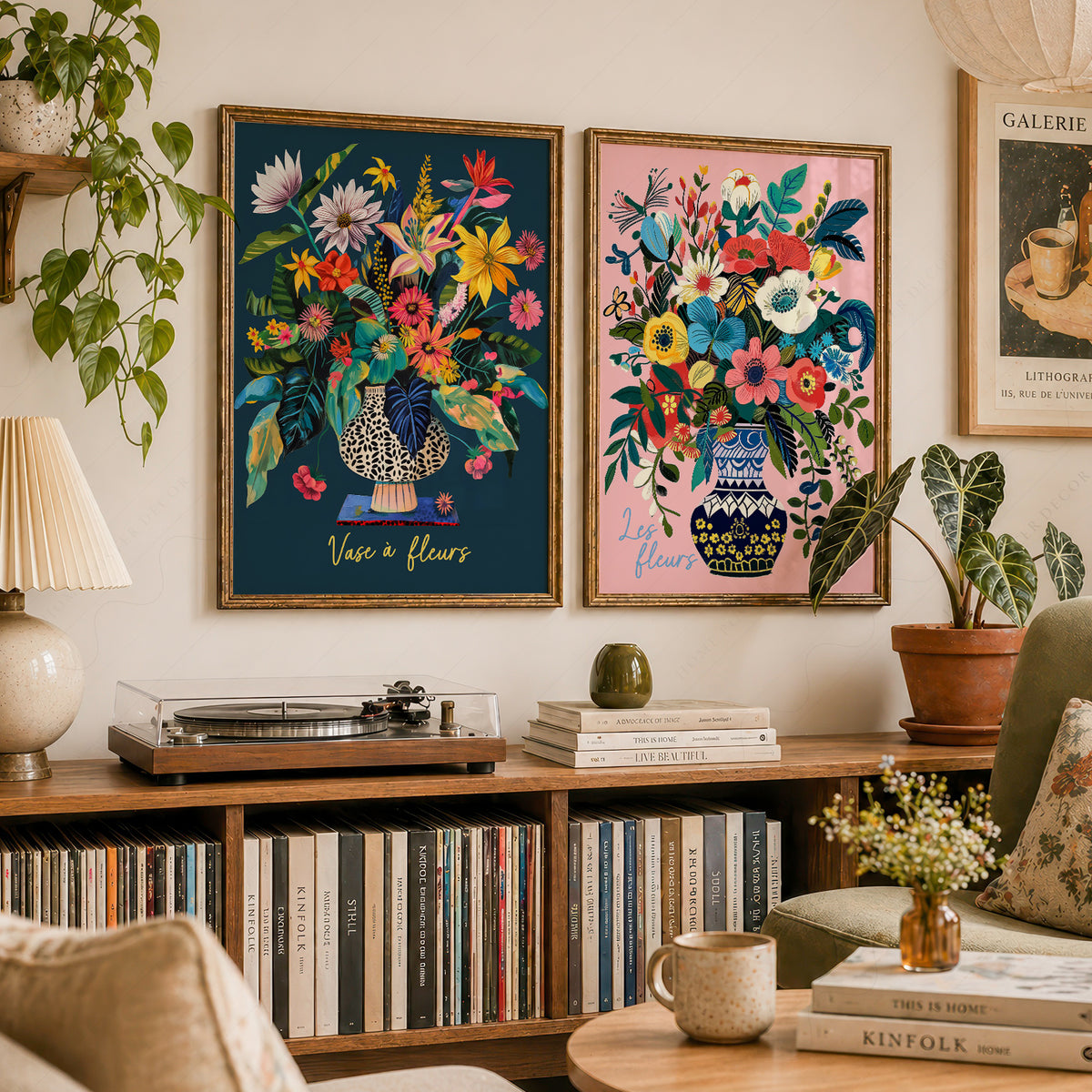 Colourful Flower Bouquet Pair – Set of 2 Art Prints — artwork preview 23