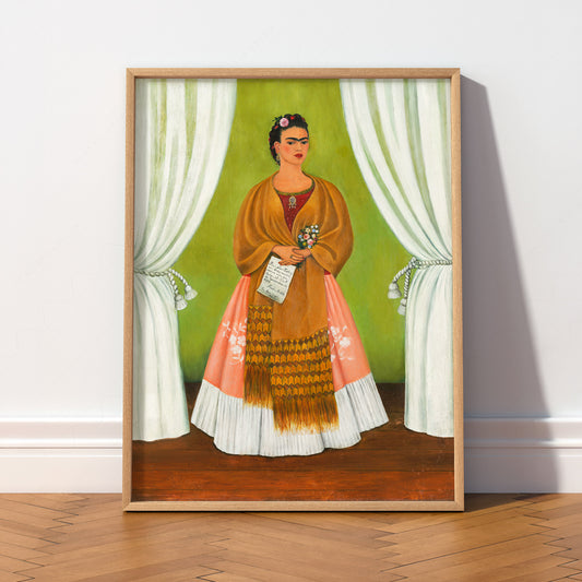 Frida Kahlo Self-Portrait Art Print – Mexican Folk Art Bohemian Decor — artwork preview 2
