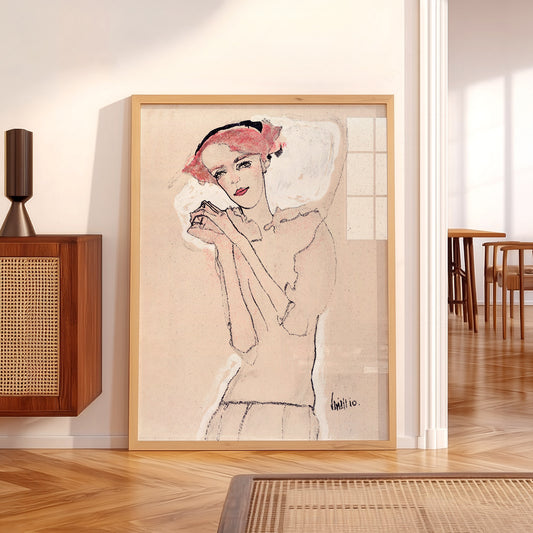 Egon Schiele Portrait of a Woman 1910 Art Print – Vintage Drawing Poster — artwork preview 5