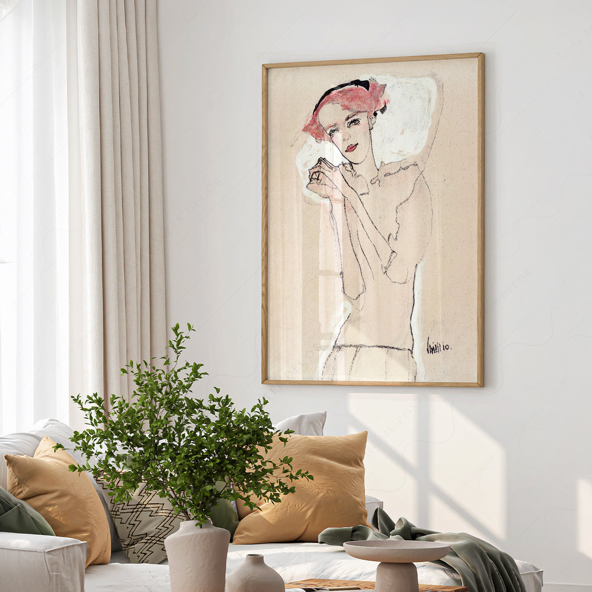 Egon Schiele Portrait of a Woman 1910 Art Print – Vintage Drawing Poster — artwork preview 6
