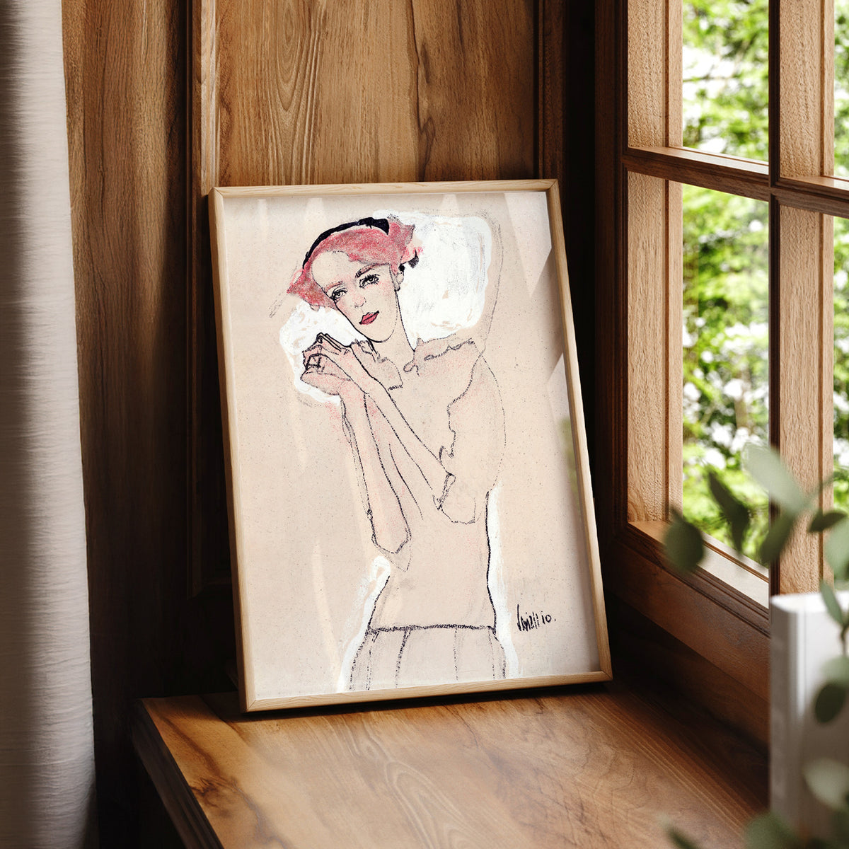 Egon Schiele Portrait of a Woman 1910 Art Print – Vintage Drawing Poster — artwork preview 7