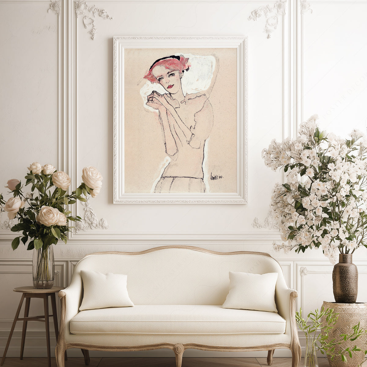 Egon Schiele Portrait of a Woman 1910 Art Print – Vintage Drawing Poster — artwork preview 17