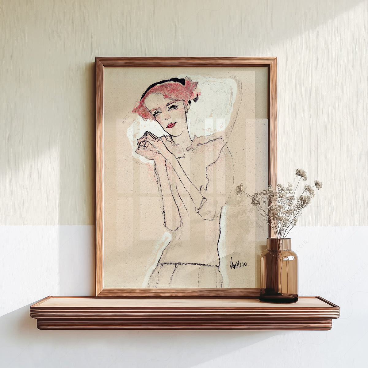 Egon Schiele Portrait of a Woman 1910 Art Print – Vintage Drawing Poster — artwork preview 18