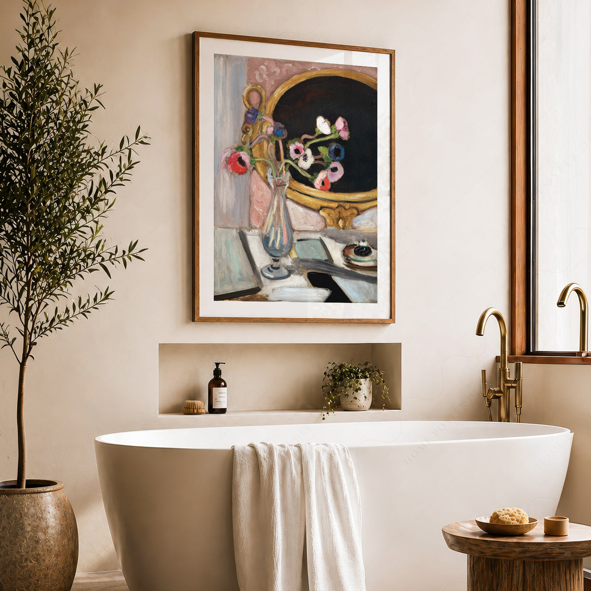 Henri Matisse Anemones and Black Mirror Art Print — artwork preview 22