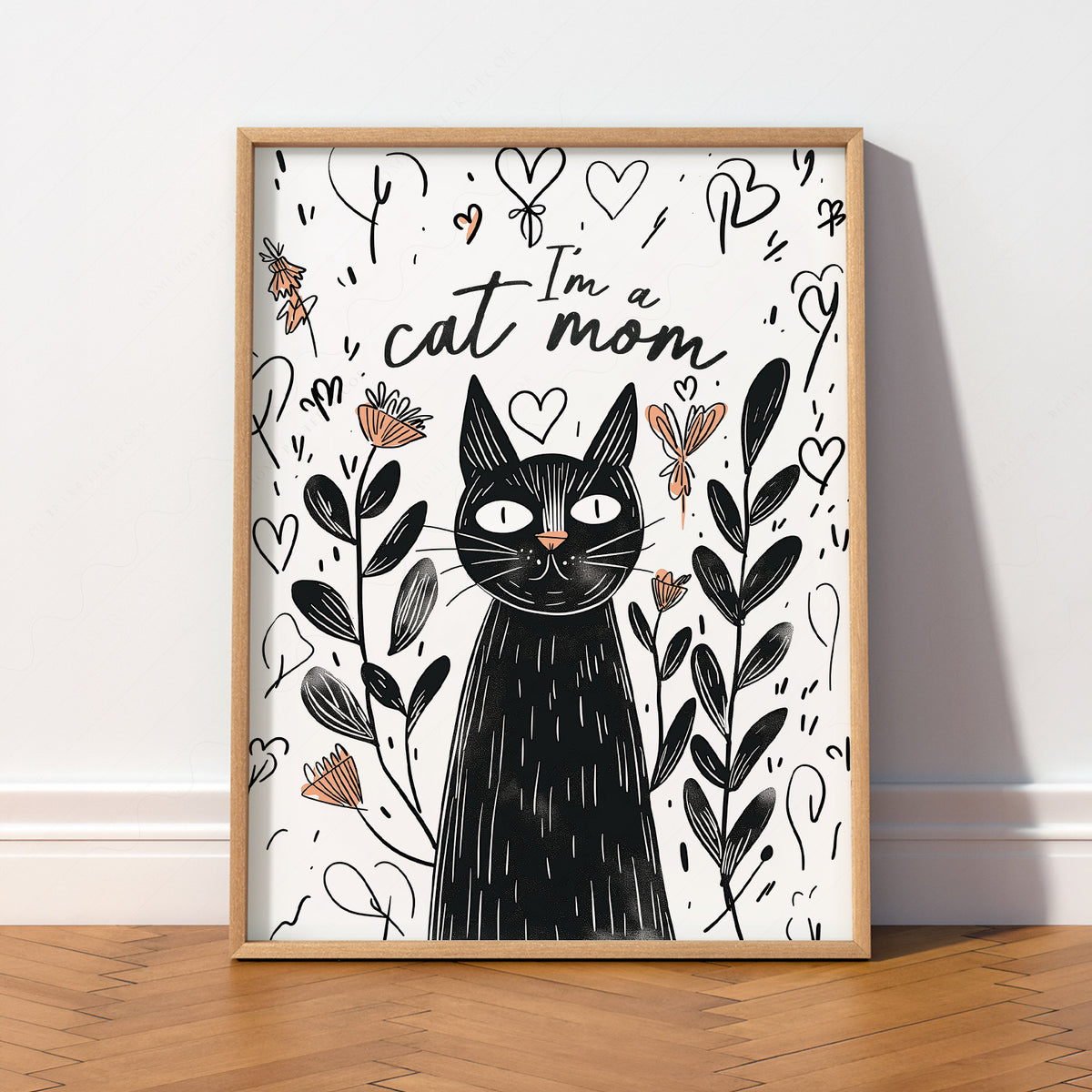 I'm a Cat Mom Print – Funny Black Cat Poster Wall Art for Cat Lovers – 58-04 — artwork preview 2
