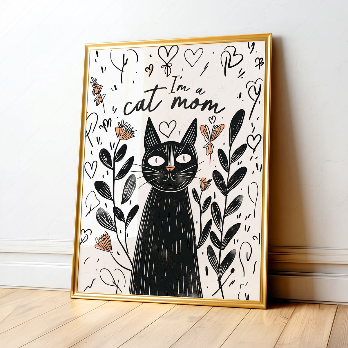 I'm a Cat Mom Print – Funny Black Cat Poster Wall Art for Cat Lovers – 58-04 — artwork preview 1