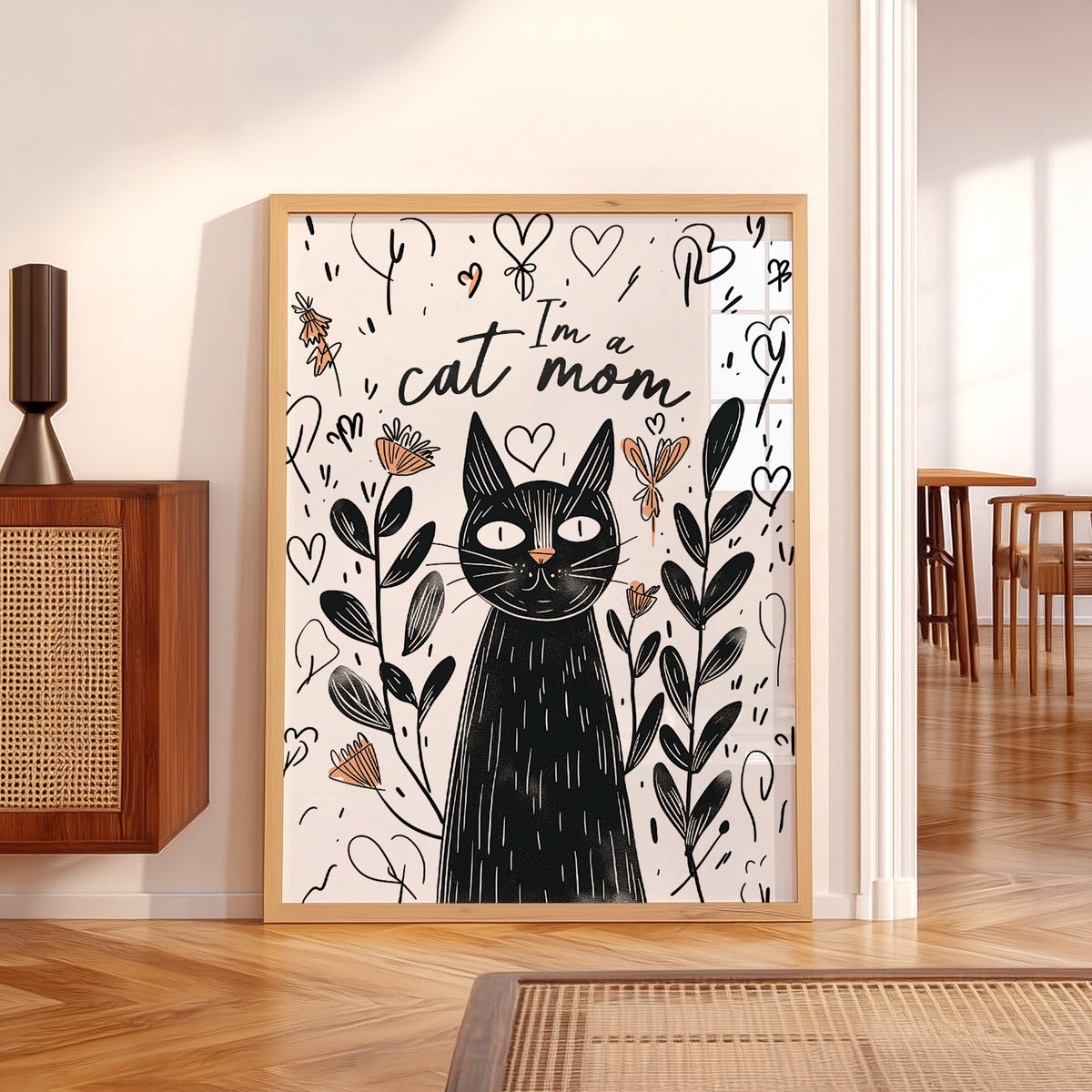 I'm a Cat Mom Print – Funny Black Cat Poster Wall Art for Cat Lovers – 58-04 — artwork preview 5