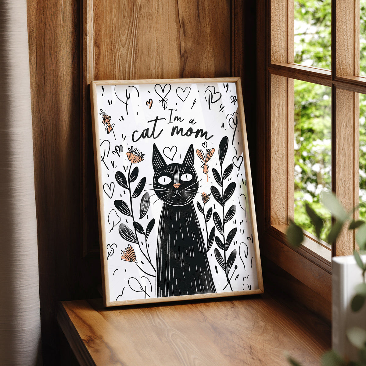 I'm a Cat Mom Print – Funny Black Cat Poster Wall Art for Cat Lovers – 58-04 — artwork preview 7