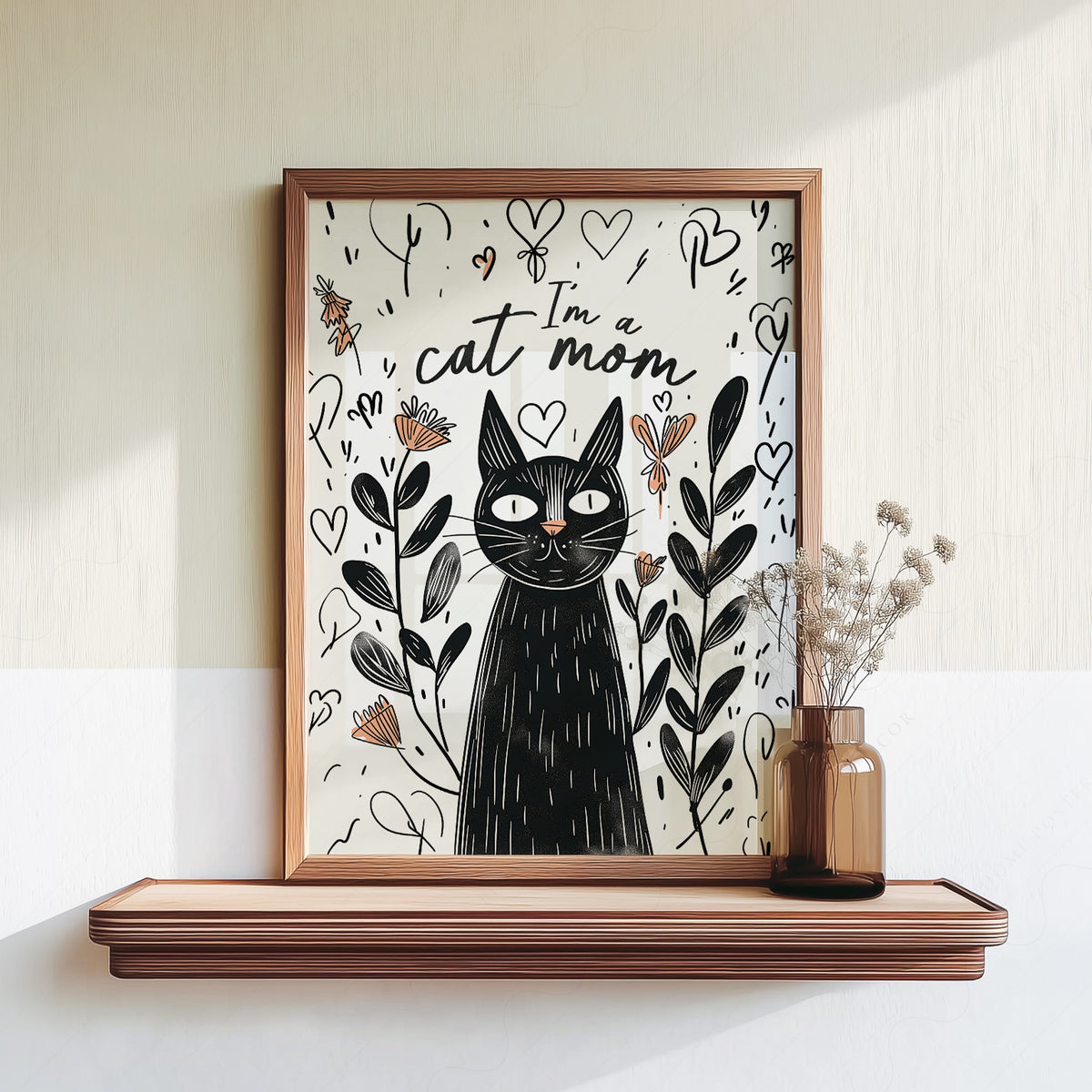 I'm a Cat Mom Print – Funny Black Cat Poster Wall Art for Cat Lovers – 58-04 — artwork preview 18