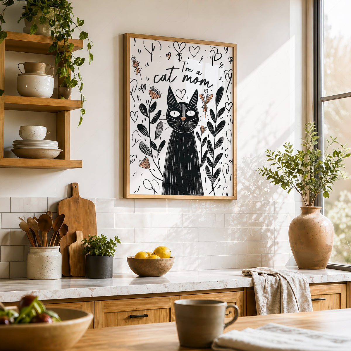 I'm a Cat Mom Print – Funny Black Cat Poster Wall Art for Cat Lovers – 58-04 — artwork preview 23