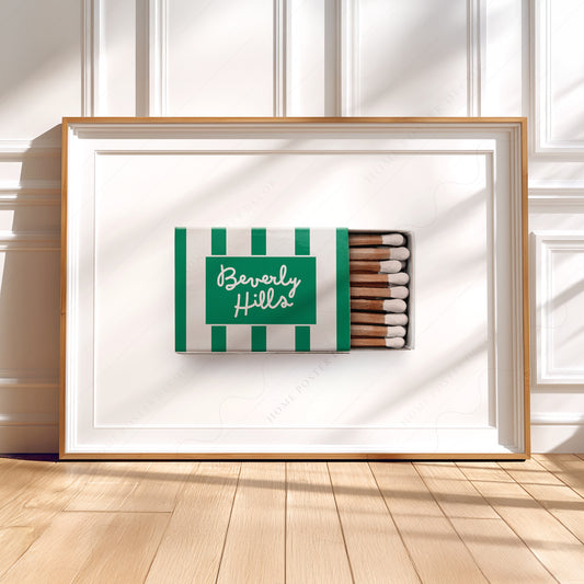 California Vintage Matchbox Art Print – Retro Green Stripe Wall Decor — artwork preview 5