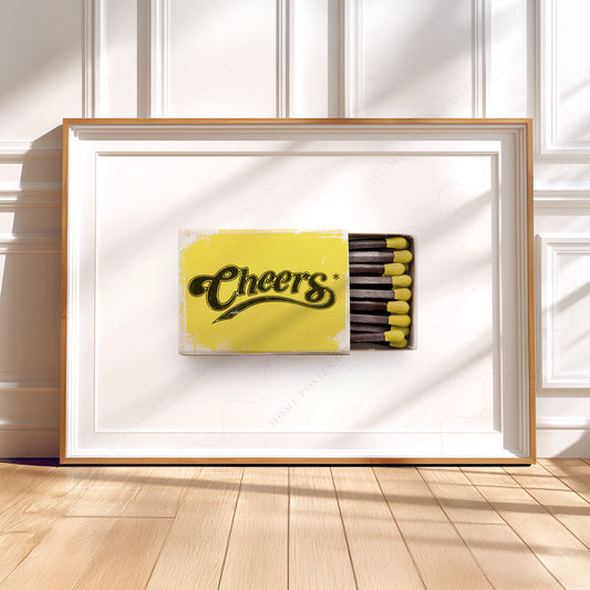 Cheers Vintage Matchbox Art Print – Retro Bar Cart Wall Decor Poster — artwork preview 5
