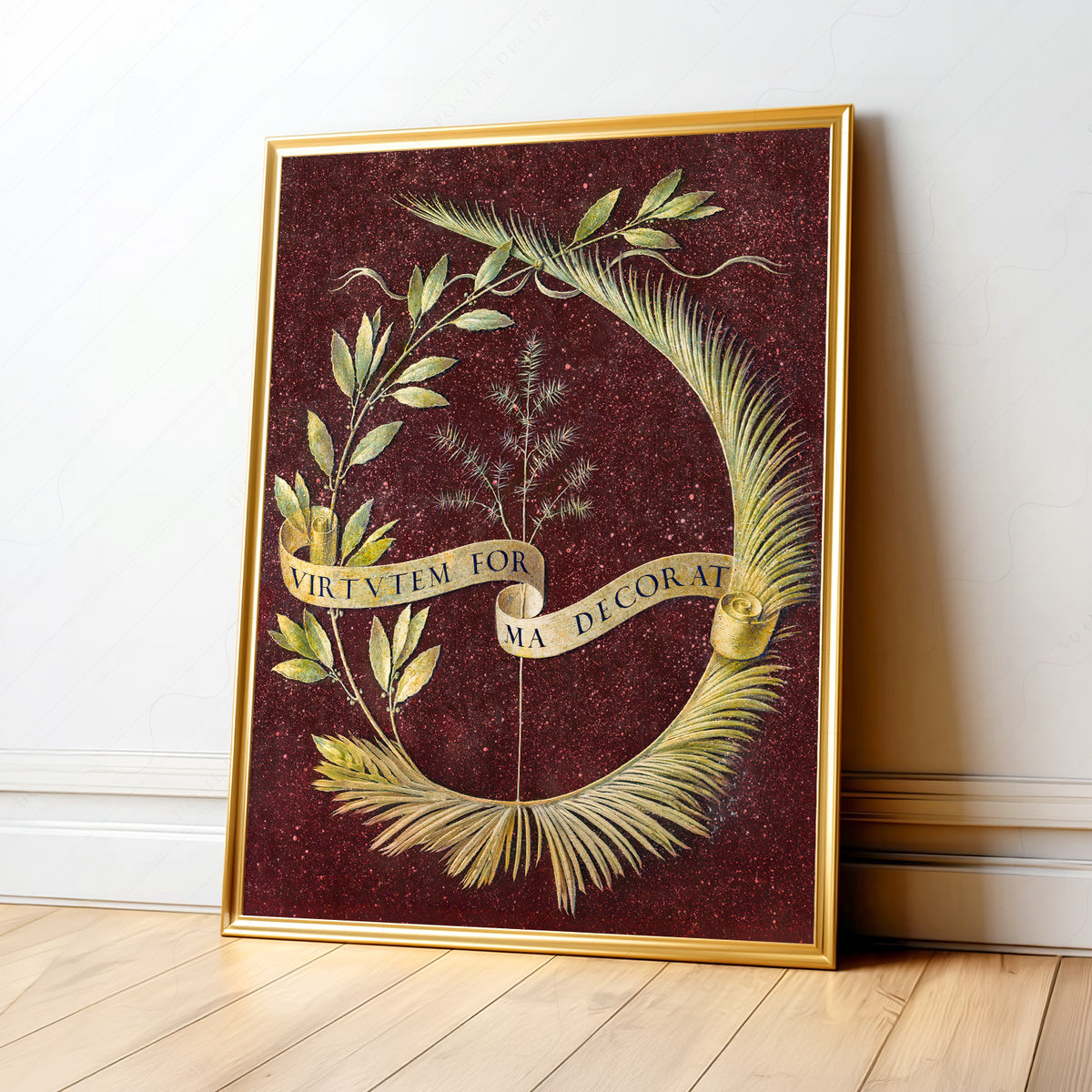 Leonardo da Vinci Decorative Botanical Wreath Art Print — artwork preview 1