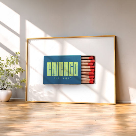 Chicago Illinois Matchbox Art Print – Vintage Travel Poster Wall Decor — artwork preview 2