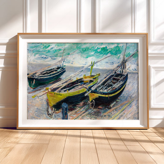 Claude Monet Three Fishing Boats Art Print – Impressionist Seascape Poster — artwork preview 5