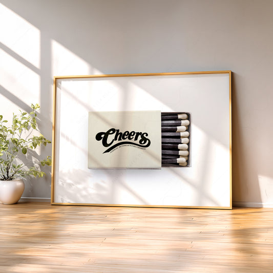 Cheers Matchbox Print – Vintage Bar Cart Wall Art Poster Decor — artwork preview 2